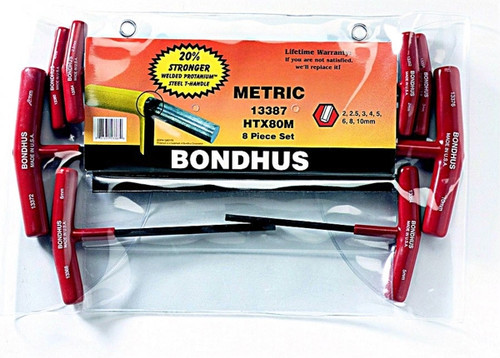 Bondhus 13387 - Set of 8 Graduated Length Hex T-Handles 2-10mm