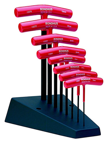 Bondhus 13389 - Set of 8 Graduated Length Hex T-Handles 2-10mm with Stand