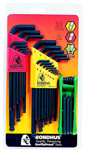 Bondhus 14138 - Triple Pack - Ball L-key Sets 10999, 10937, & GorillaGrip Star Fold-Up Set 12634