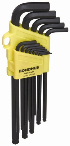 Bondhus 16037 - Set of 13 Ball End Hex L-Wrenchs .050-3/8" Xlong