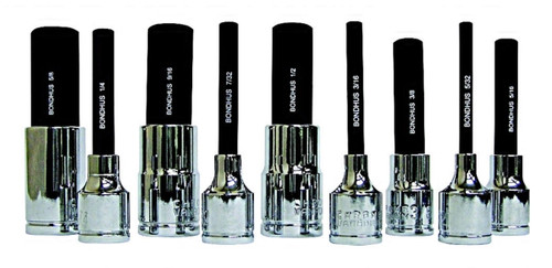 Bondhus 43298 - Set of 9 Hex Bits 2" w/sockets - 4-17mm