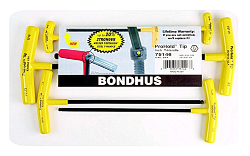 Bondhus 75146 - Set of 6 ProHold Ball End Hex T-Handles 5/32-3/8