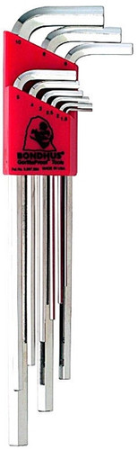 Picture for reference only. Actual product contains sizes listed in description. Bondhus 17195 - Set of 15 BriteGuard Plated Hex L-keys 1.27-10mm - Xlong