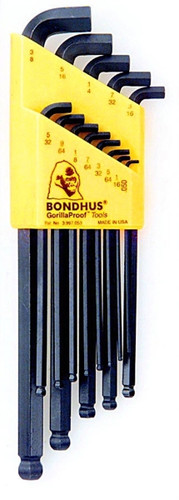 Bondhus 16537 - Set of 13 Stubby Ball End Hex L-keys .050-3/8