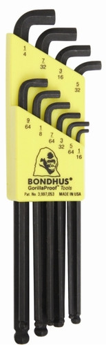 Bondhus 16538 - Set of 10 Stubby Ball End Hex L-keys 1/16-1/4