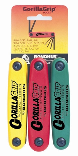 Bondhus 12533 - Fold-up Tool Triple Pack 12587 (2-8mm), 12589 (5/64-1/4) & 12634 (T9-T40)
