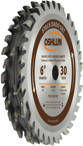 Dado Set, 6" x 30T, 5T chippers, Oshlun SDS-0630