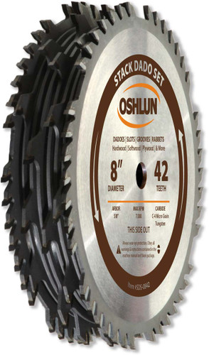 Dado Set, 8" x 42 Tooth w- 6T chippers, Oshlun SDS - Oshlun SDS-0842