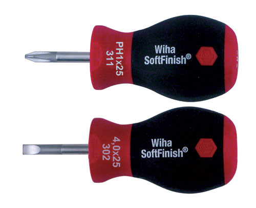 Wiha 31190 2pc SoftFinish Stubby Sl/Ph #1 Screwdriver Set