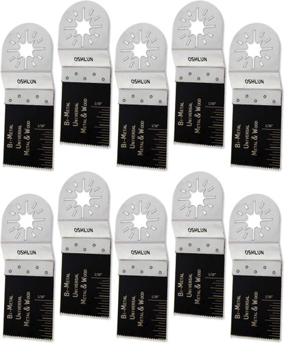 Oshlun MMA-0110 1-1/3-Inch Universal Bi-Metal Oscillating Tool Blade with Uni-Fit Arbor for Fein Multimaster, Dremel, and Bosch (10-Pack)