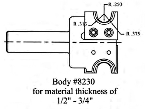 Bullnose Insert Bit for 1/2 to 3/4 Material, Vortex 8230. Tool Body Accepts Different Size Inserts.