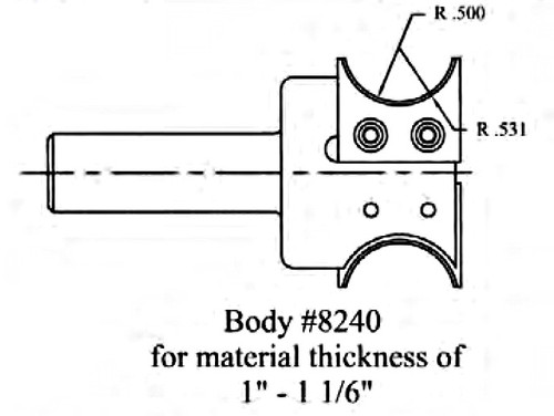 Bullnose Insert Bit for 1" to 1-1/16" Material, Vortex 8240. Tool Body Accepts Inserts of Different Sizes.
