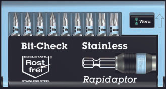 9 Pc Stainless Steel Bit Set (PH/PZ/TX) , Wera 05071110007