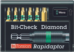 Wera 8767-6/BDC RAPIDAPTOR 6 Pc Diamond Coated Bit Set (Tx)