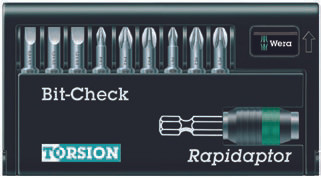 Wera 8600-9/TZ RAPIDAPTOR 9 Pc Bit Set (Sl/Ph/Pz)