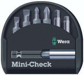 Wera MINI-CHECK SQUARE-PLUS 6 Pc Bit Set (Sl/Ph/Sq)