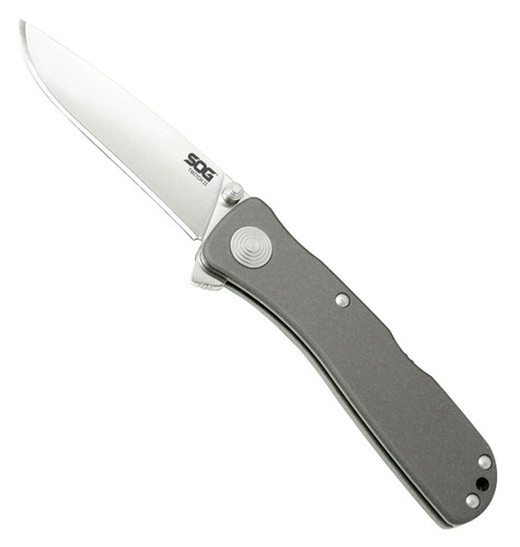 SOG Twitch II Folding Knife, Satin Polish, Drop Point, Straight Edge
