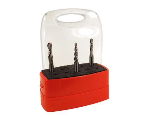 Whiteside Solid Carbide CNC Ball Nose Set will create beautiful, intricate designs for your next project. The set includes one of each, 4 flute 1/8 ball nose, 2 flute 3/16 ball nose and 2 flute 1/4 ball nose bit. This set comes in a Whiteside Signature hard case.