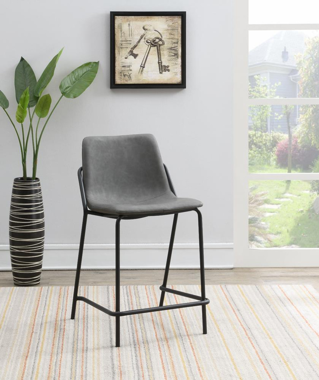 gray upholstered counter height stools