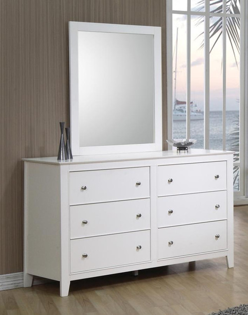 Selena Contemporary White Six-Drawer Dresser