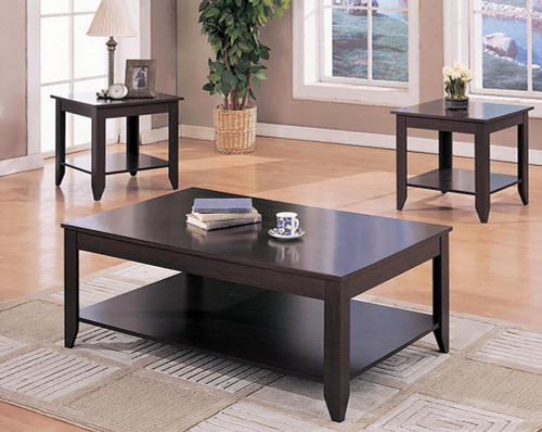 Stewart 3-piece Occasional Table Set with Lower Shelf Cappuccino