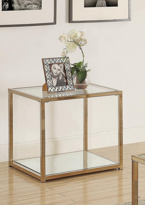 Calantha Modern Chocolate Chrome Side Table