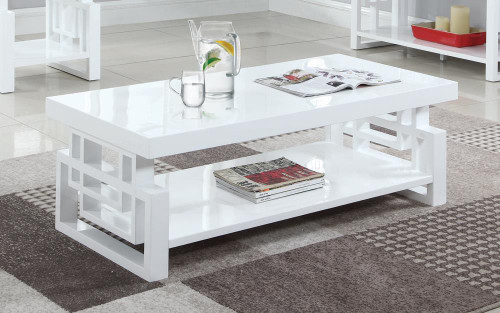 Transitional Glossy White Coffee Table