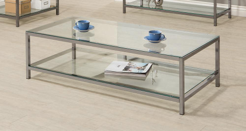 Trini Coffee Table with Glass Shelf Black Nickel