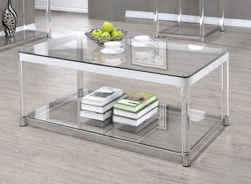 Anne Coffee Table with Lower Shelf Chrome and Clear