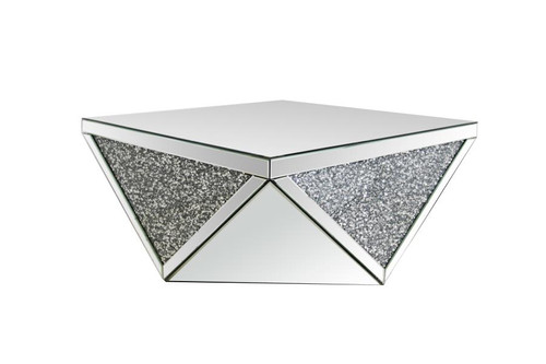 Gunilla Square Coffee Table with Triangle Detailing Silver and Clear Mirror
