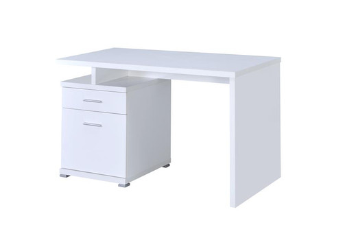 Contemporary White Executive Desk