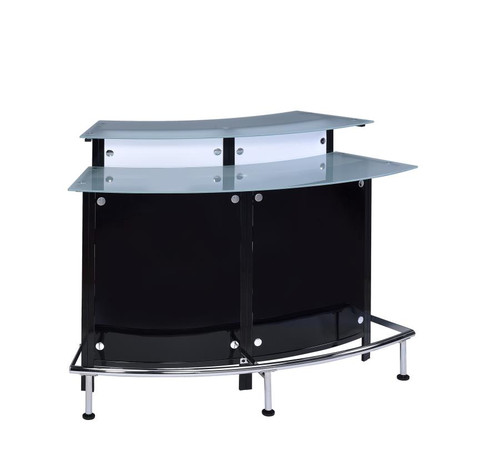 Two-Shelf Contemporary Chrome and Black Bar Unit