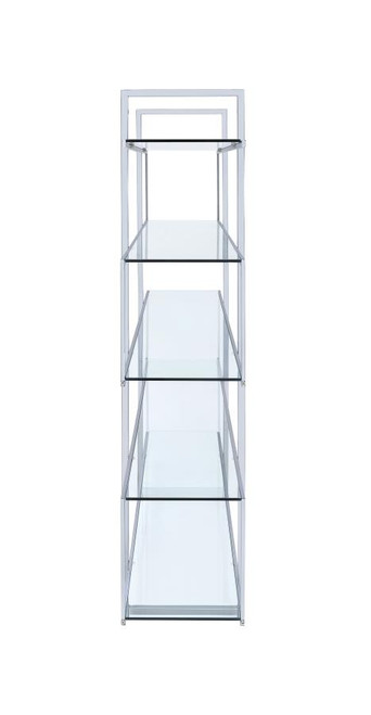 Contemporary Silver Metal and Glass Bookcase