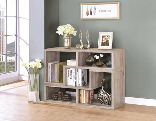 Contemporary Grey Driftwood Convertible TV Stand and Bookcase