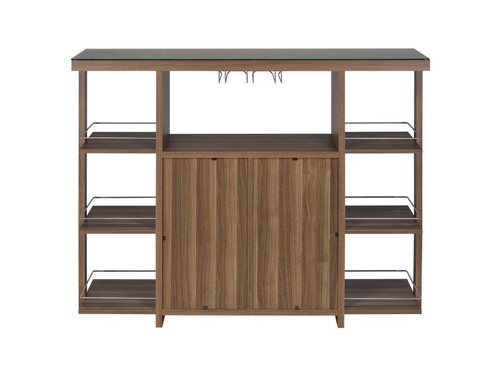 Modern Walnut Bar Unit With Wine Bottle Storage