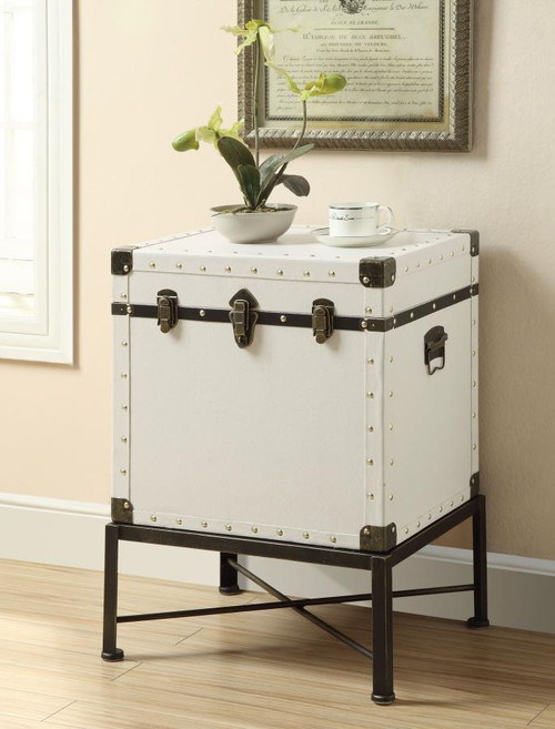 Traditional White Storage Side Table