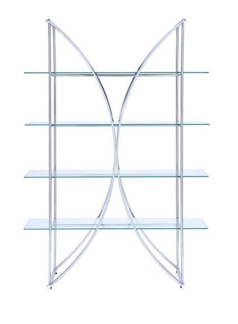 Contemporary Chrome and Glass Bookcase