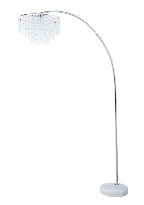 Tiered Floor Lamp With Marble Base Chrome And Crystal