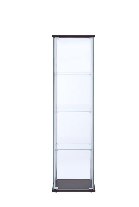 Cappuccino Curio Cabinet with Four Shelves