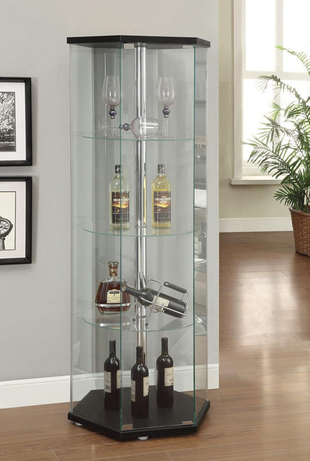 Traditional Glass Hexagon Curio Cabinet (950276)