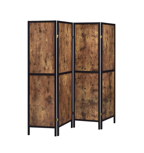 Industrial Antique Nutmeg Four-Panel Screen