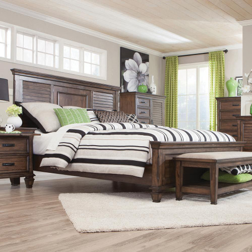 Franco Burnished Oak Eastern King Bed