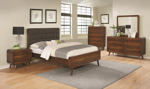 Robyn Mid-Century Modern Dark Walnut Eastern King Bed