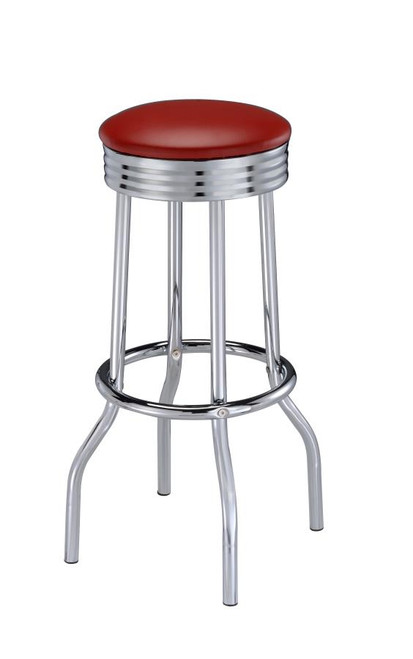 Cleveland Contemporary Red Bar-Height Stools, Set of Two