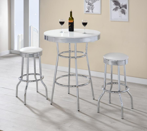 Cleveland Contemporary White Bar-Height Stools, Set of Two