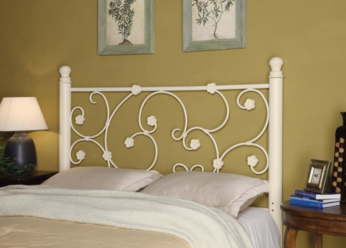 Traditional Floral White Queen/Full Headboard