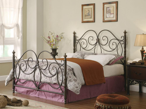 London Traditional Dark Bronze King Metal Bed