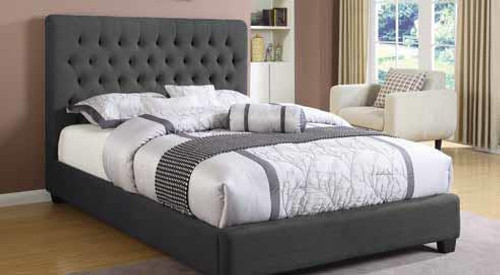 Chloe Transitional Charcoal Upholstered Full Bed