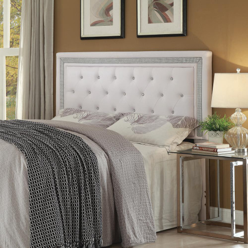 Andenne Contemporary White Upholstered King Headboard