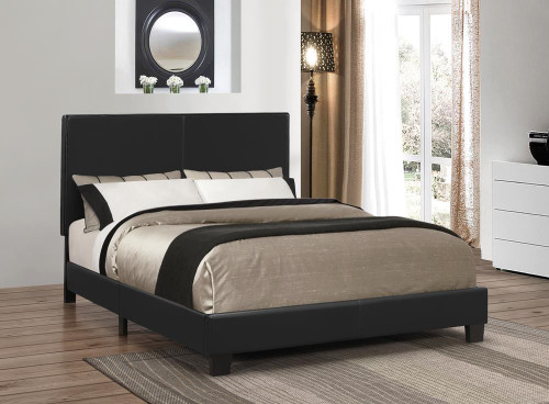 Mauve Upholstered Black Queen Platform Bed